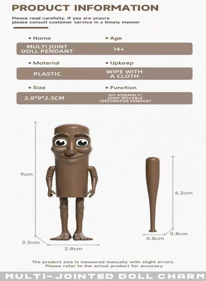 QIQVERT Tung Tung Tung Sahur Toy Action Figure Anime with Magnet Italian Brainrot Toys 3D Printed Articulated Model with Bat Funny Viral Action Figure Gift Collectibles Brown - Image 4
